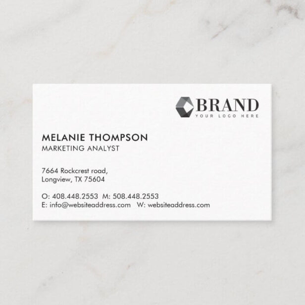 Minimalist Simple Modern Your Custom Company Logo White Horizontal Business Card