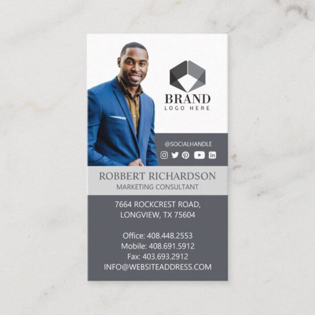 Modern Professional Business Photo Portrait & Logo Business Card