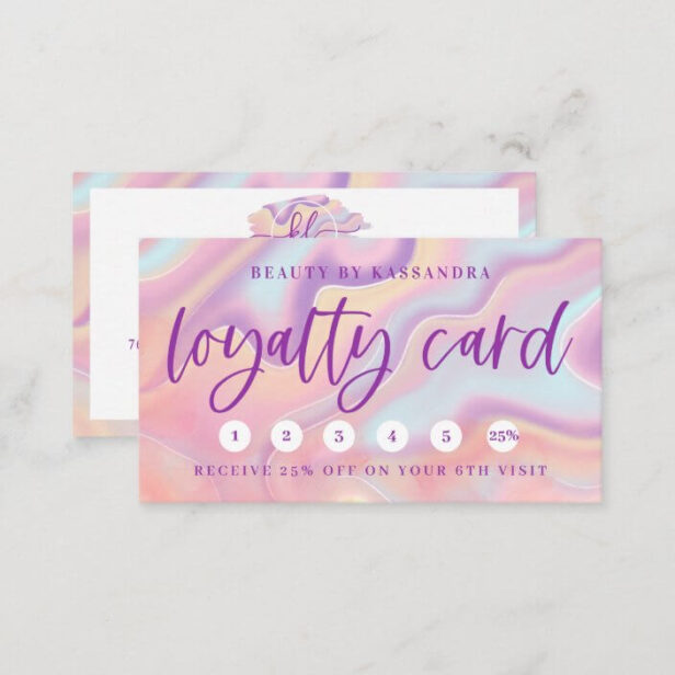 Pink Iridescent Holographic Nail Polish Loyalty Business Card
