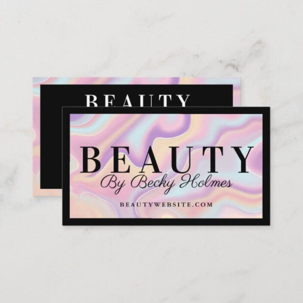 Pink & Purple Watercolor Holographic Design Beauty Business Card