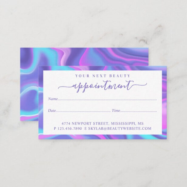 Purple Abstract Iridescent Holographic Beauty Appointment Card