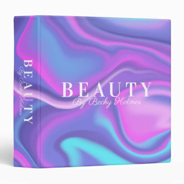 Purple & Blue Watercolor Holographic Design Beauty 3 Ring Binder