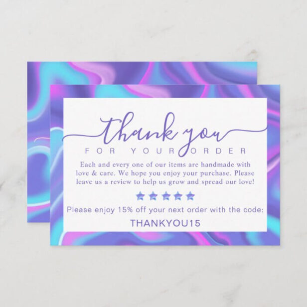 Purple Iridescent Holographic Thank you for your Order