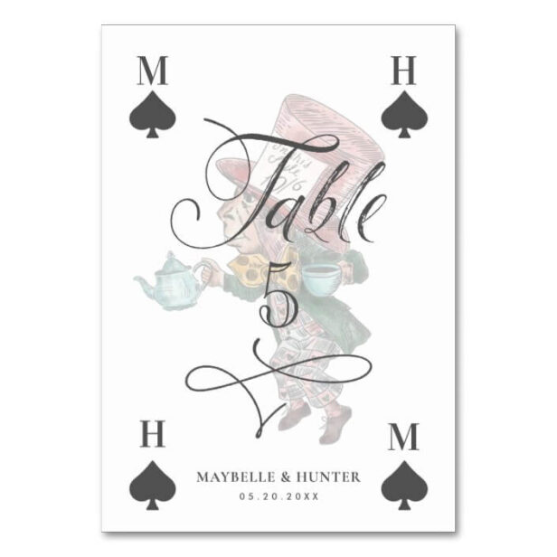 Vintage Alice in Wonderland Mad Hatter Character Table Number
