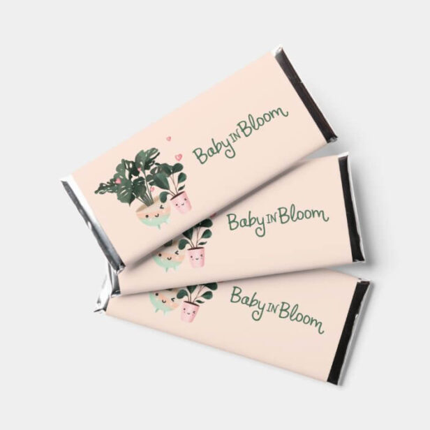 Baby in Bloom Mother & Baby Girl Potted Plants Hershey Bar Favors