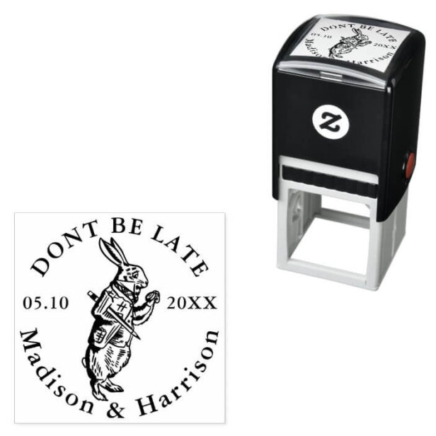 Don't Be Late Alice In Wonderland Rabbit Wedding Self-inking Stamp