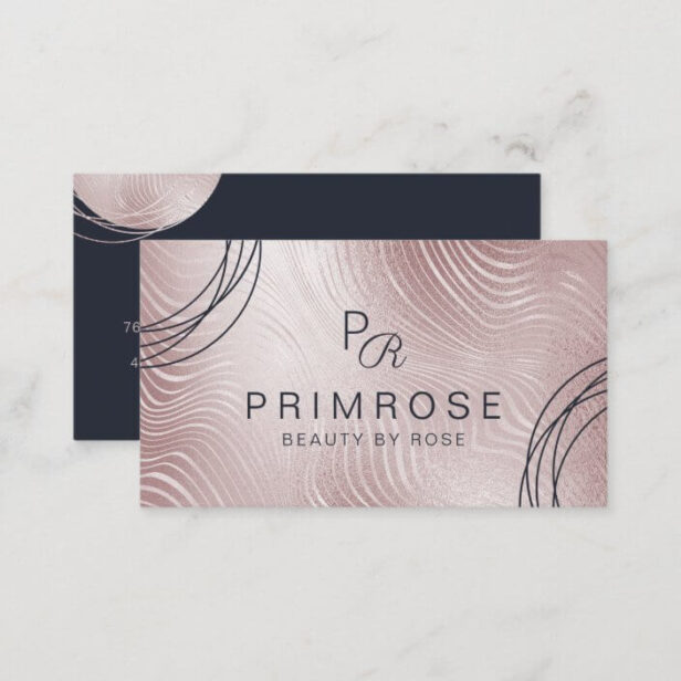 Elegant Abstract Glam Rose Gold Luxury Monogram Business Card