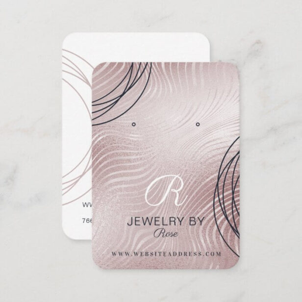 jewelry earring display,earning display,elegant glam jewellery display,jewellery,jewelry,rose gold,abstract,script monogram,rose gold and navy,glam