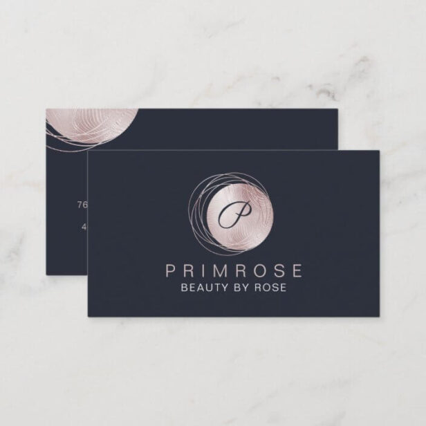 Elegant Glam Rose Gold Luxury Abstract Monogram Business Card
