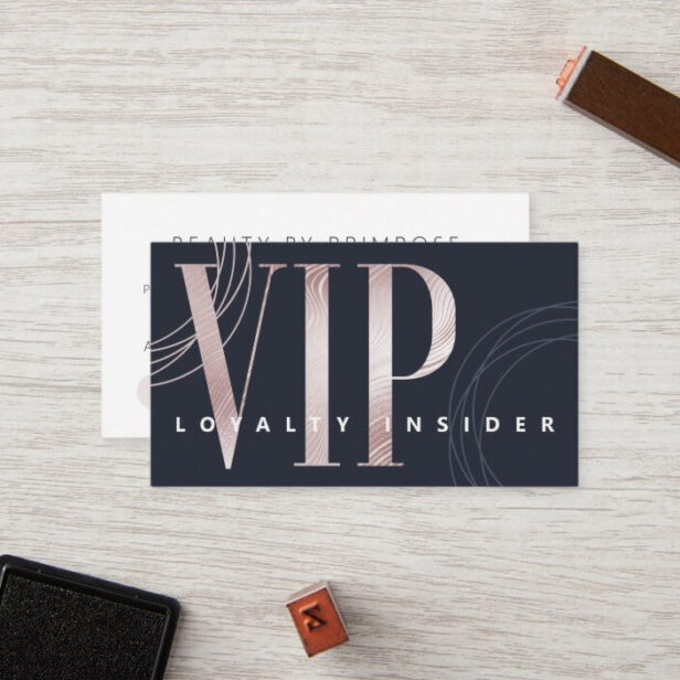 Elegant Minimal Luxury Navy Rose Gold Abstract VIP Loyalty Card