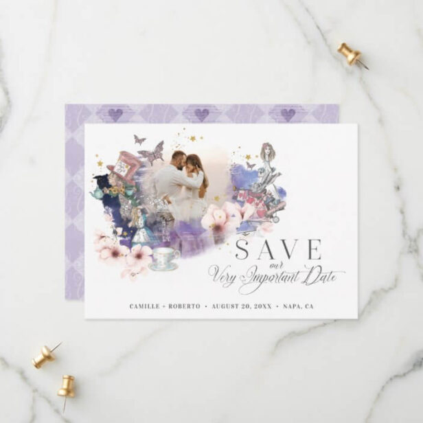 Fairytale Alice in Wonderland Important Date Photo Save The Date