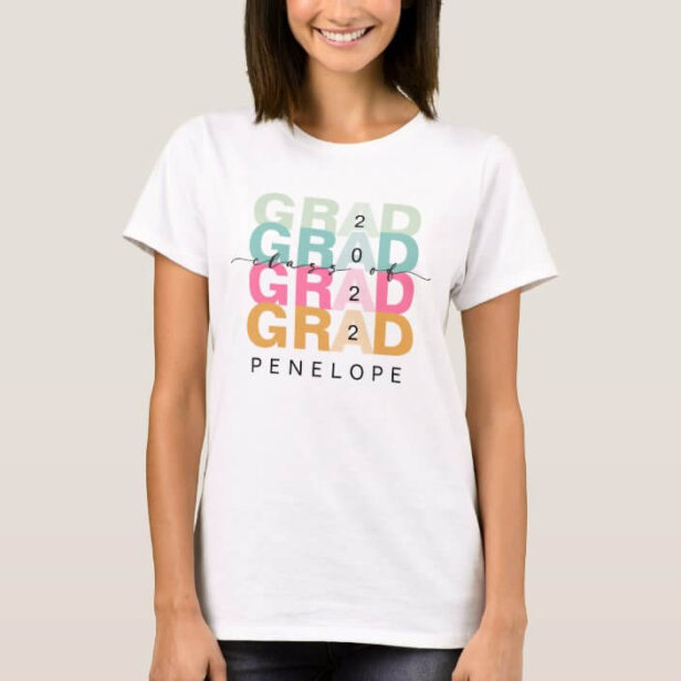 Grad Colorful Rainbow Class 2022 Modern Graduate T-Shirt