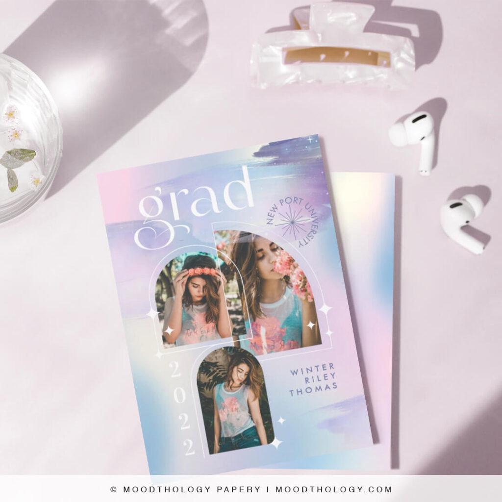 Iridescent Pastel Watercolor Graduation Collection By Moodthology Papery
