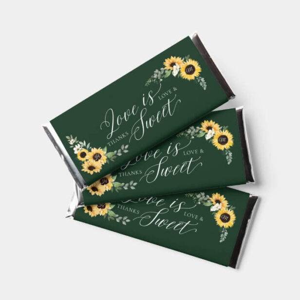 Love is Sweet Watercolor Country Sunflower Wedding Hershey Bar Favors
