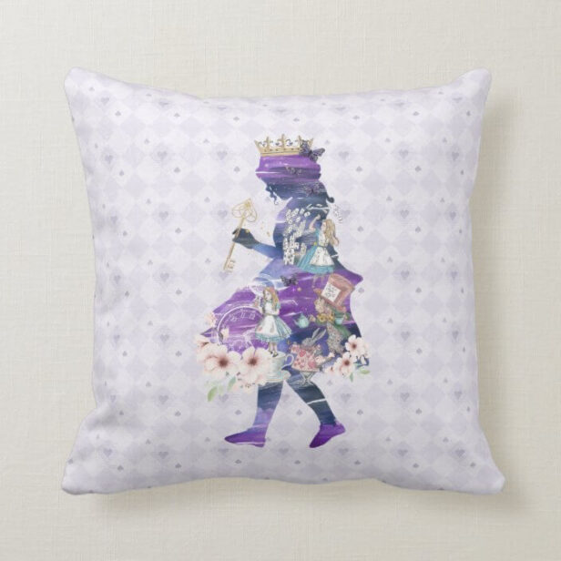 Magical Fairytale Storybook Alice In Wonderland Throw Pillow