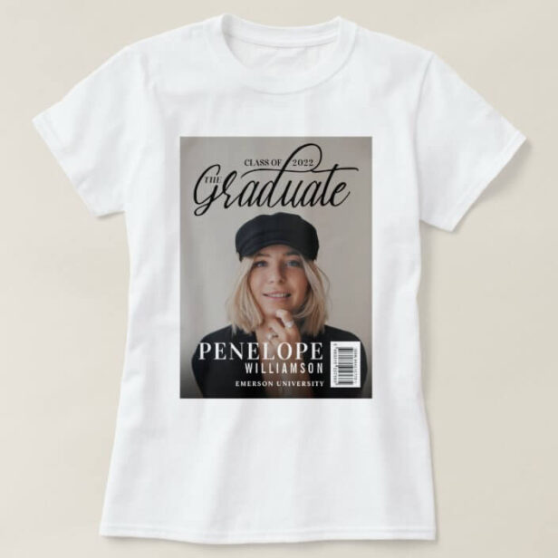 The Graduate Script Photo Magazine Graduation White T-Shirt