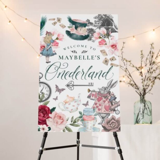 Welcome To Onederland Alice in Wonderland Collage Foam Board