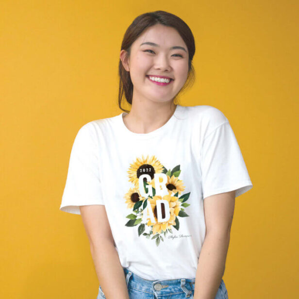 Yellow Watercolor Sunflowers & Wildflower Grad T-Shirt