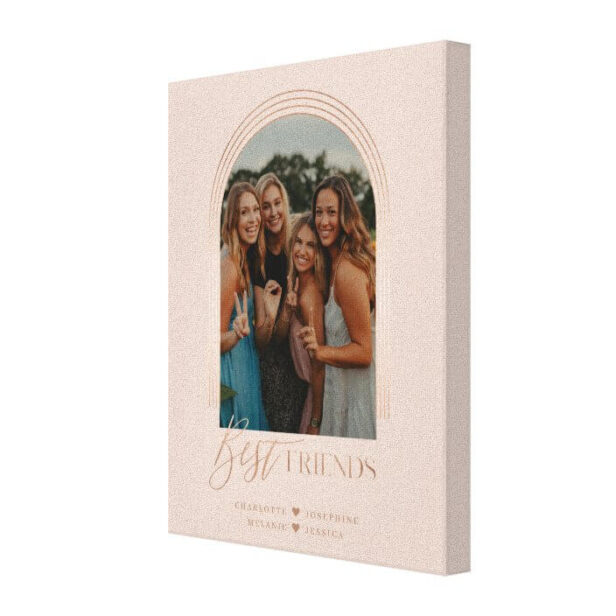 Best Friends BFF Elegant Arch Frame Photo Keepsake Blush Pink Canvas Print