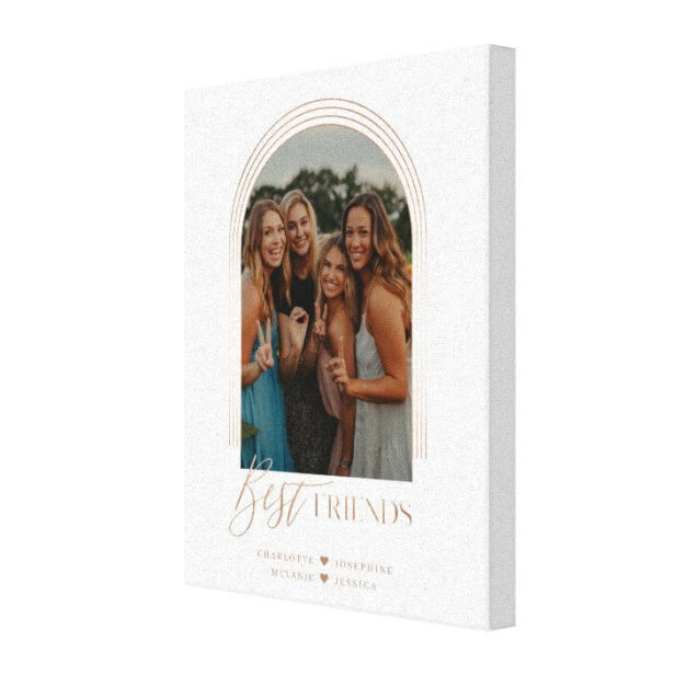 Best Friends BFF Elegant Arch Frame Photo Keepsake White Canvas Print