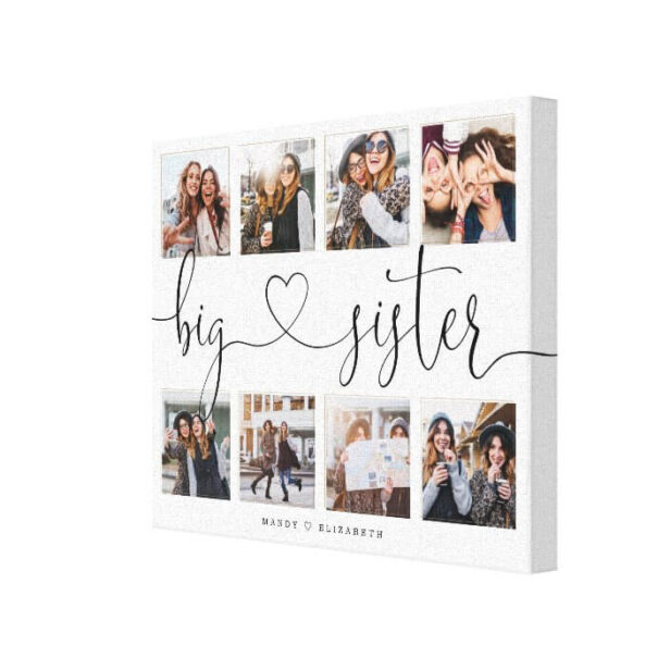 Big Sister Script | Gift For Sisters Photo Collage Canvas Print