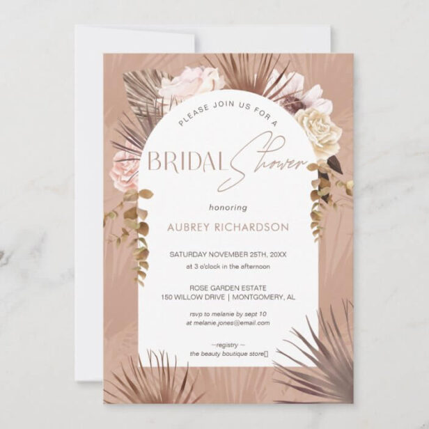 Modern Bohemian Watercolor Floral Bridal Shower Invitation