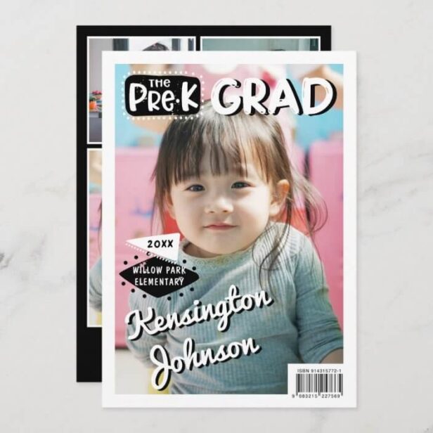 Preschool Grad Fun Graduate Photo Magazine Cover Black Announcement