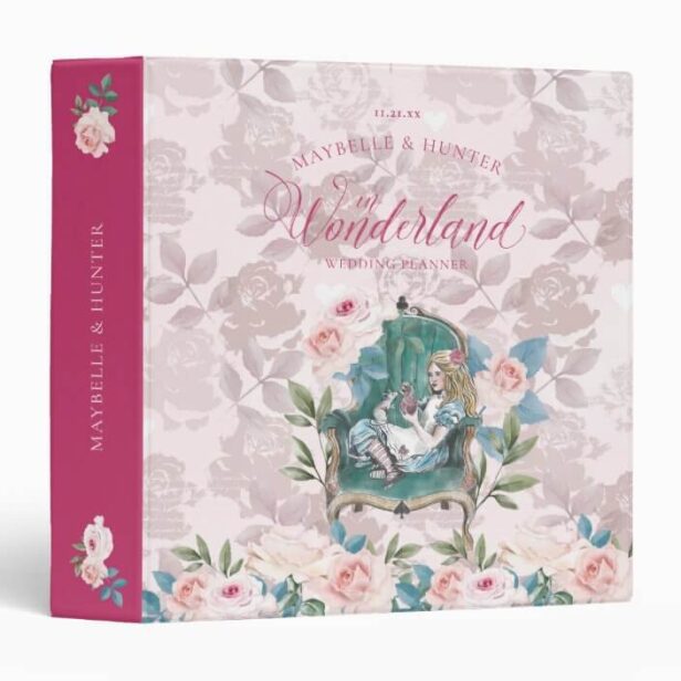 Alice In Wonderland Vintage Chic Wedding Planner Pink 3 Ring Binder