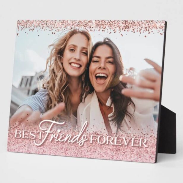 Best Friends Forever Pink Glitter Photo Keepsake Plaque