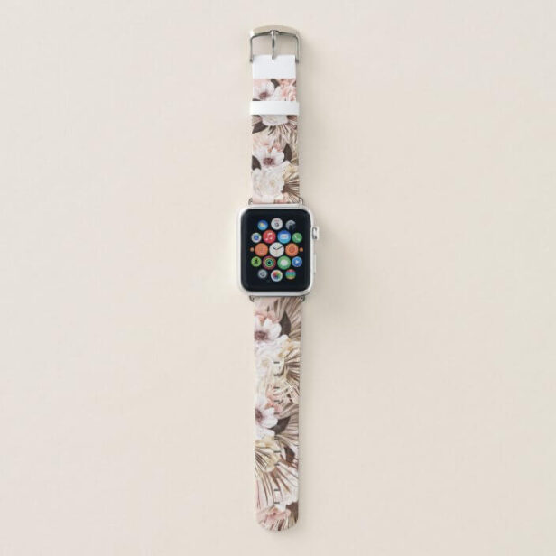 Chic Pink Boho Tropical Bohemian Watercolor Floral Apple Watch Band