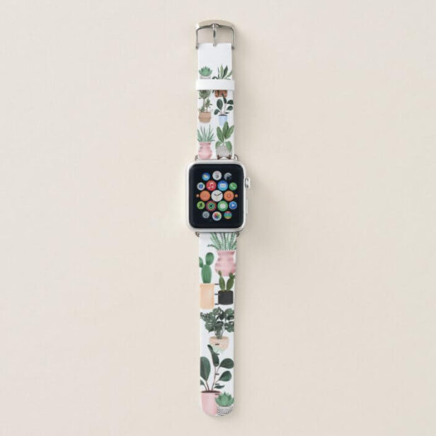 Crazy Plant Lover | Chic Watercolor Potted Plants Apple Watch Band