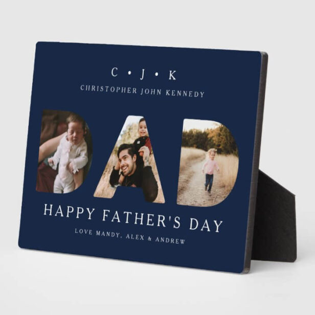 DAD Photo Navy Father's Day Personalized Monogram Plaque