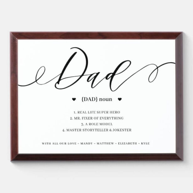 Dad Definition Minimal Elegant Script Personalized Plaque
