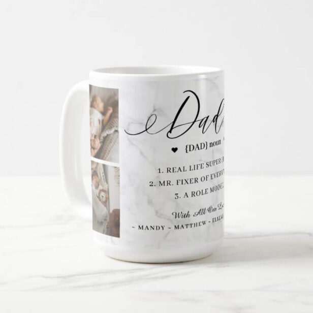 Dad Dictionary Definition Photo Collage Marble Coffee Mug