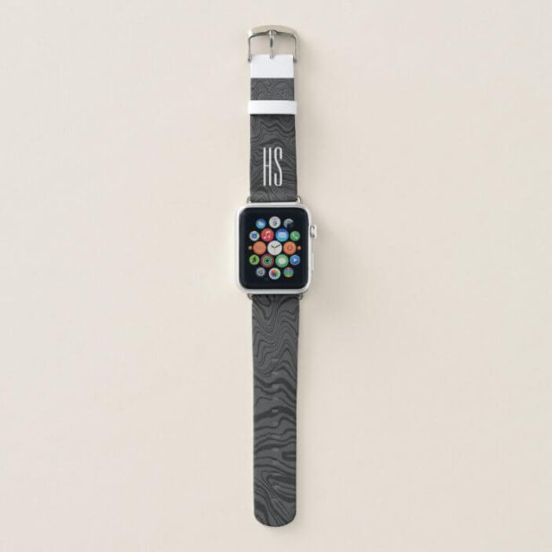 Damascus Black Pattern Custom Monogram Initials Apple Watch Band