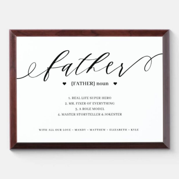 Father Definition Elegant Script Personalized Plaque