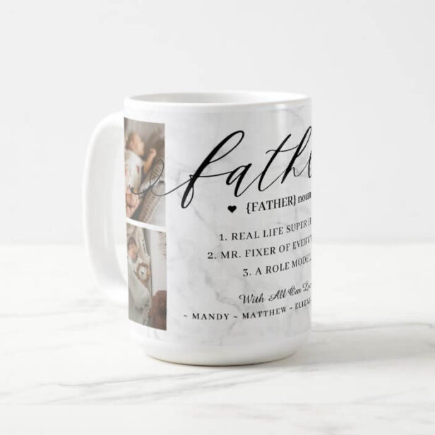 Father Dictionary Definition Photo Collage Marble Coffee Mug