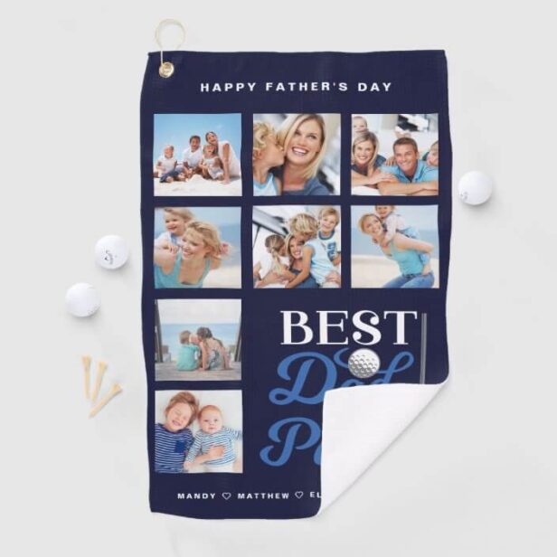 Gift for Golf Dad | Best Dad By Par Photo Collage Golf Towel