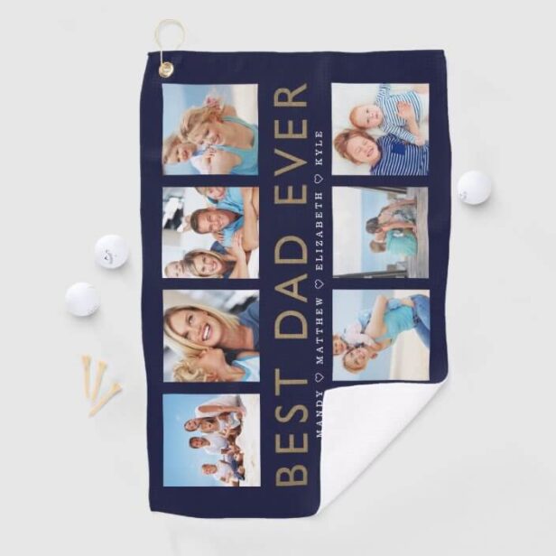 Gift for Golf Dad | Best Dad Ever Photo Collage Golf Towel