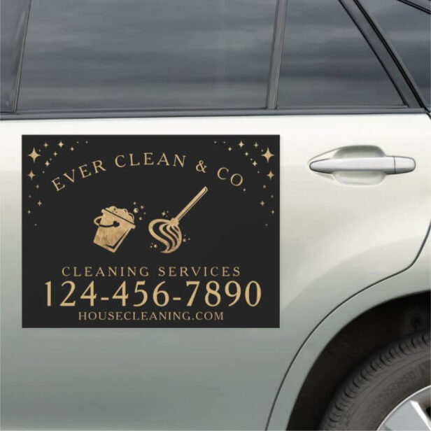 Mop & Bucket Professional House Cleaning Gold Car Magnet