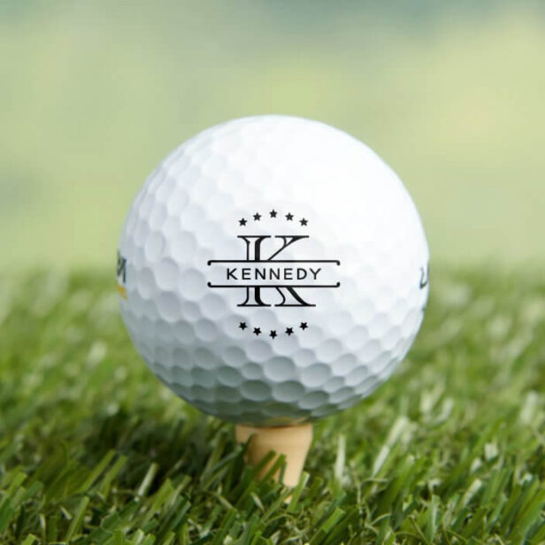Personalized Name & Monogram Split Letter Stars Golf Balls