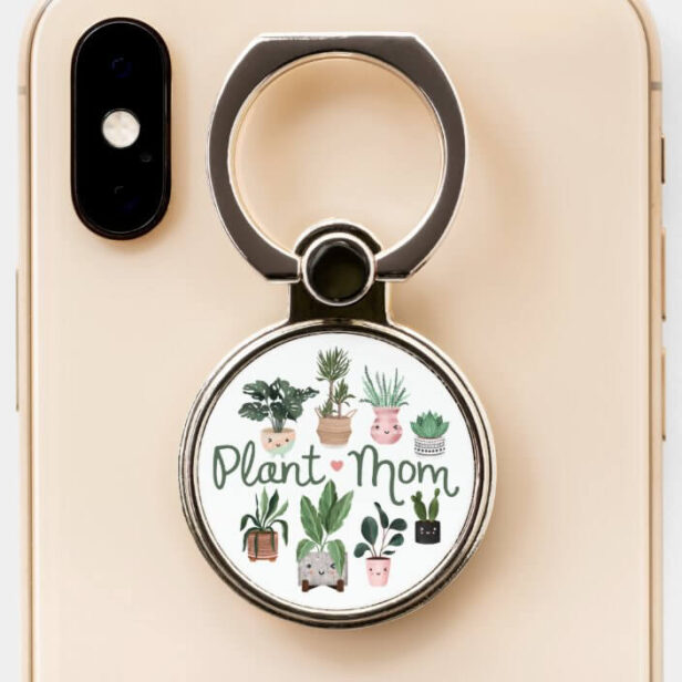 Plant Mom Fun & Cute Watercolor Potted Plants Phone Ring Stand
