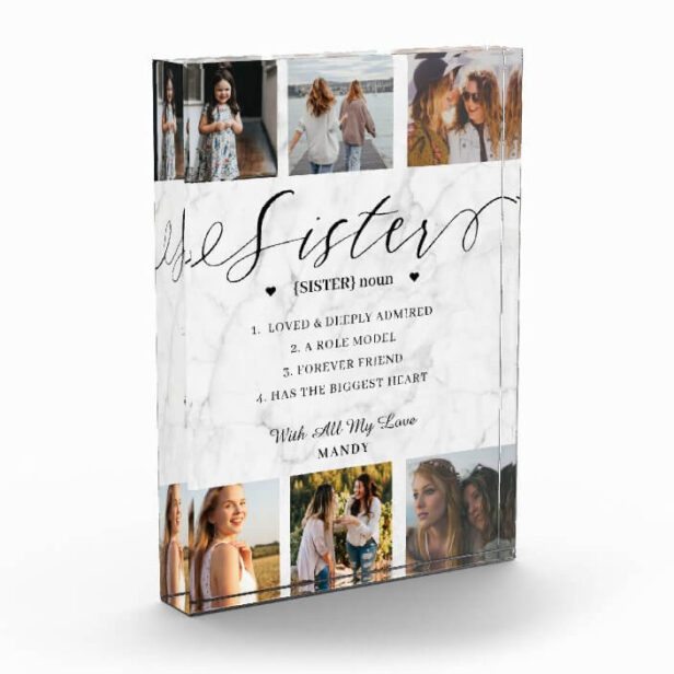 Sister Dictionary Definition Photo Collage Marble Photo Block