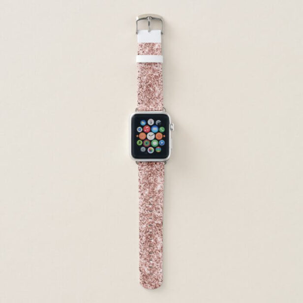 Trendy Pink Rose Gold Glitter Chic Girly Sparkle Apple Watch Band