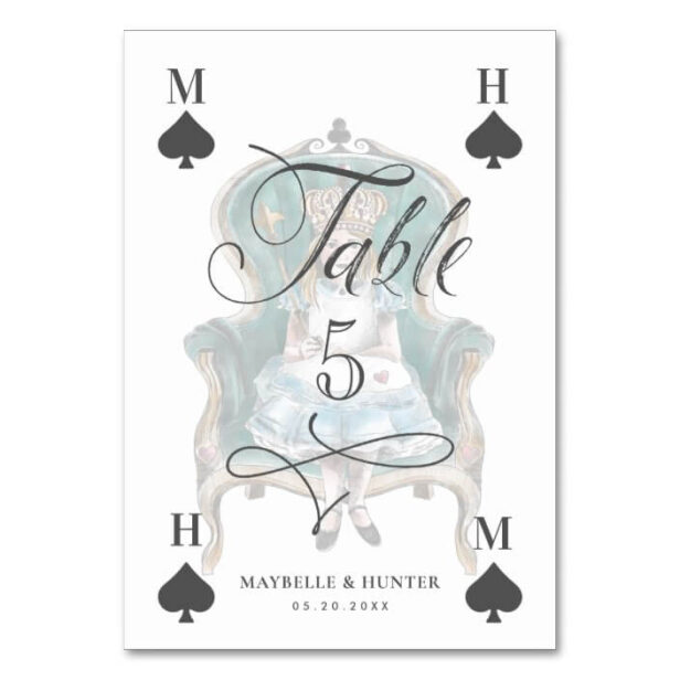 Vintage Alice in Wonderland Fairytale Playing Card Table Number