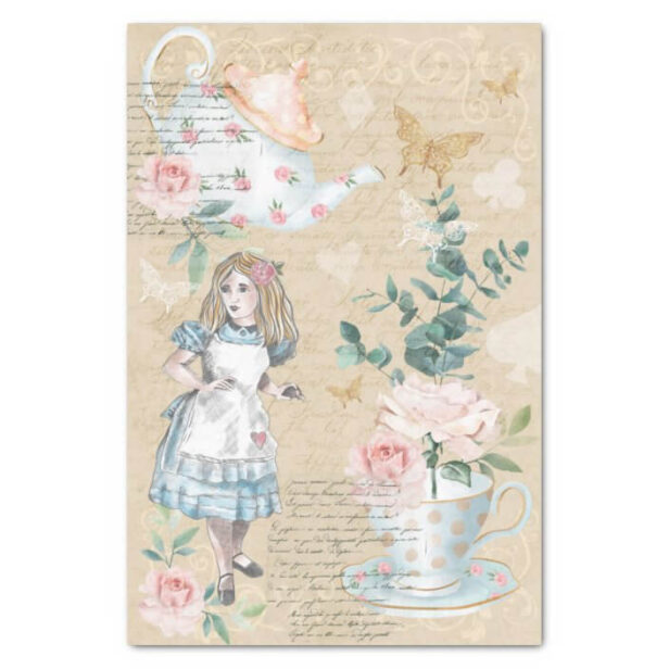 Vintage Chic Fantasy Alice In Wonderland Decoupage Tissue Paper