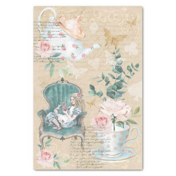 Vintage Fantasy Alice In Wonderland Decoupage Tissue Paper