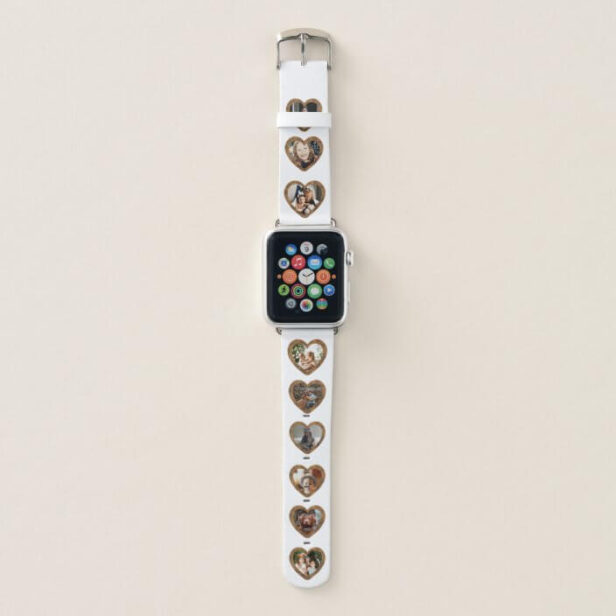 Woodgrain Heart Family Photo Frame Collage Apple Watch Band