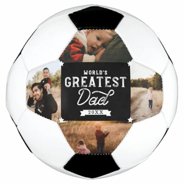 World's Greatest Dad Father's Day 4 Photo Collage Soccer Ball