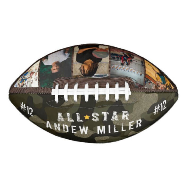 All-Star Army Camouflage Team Number Photo Collage Football